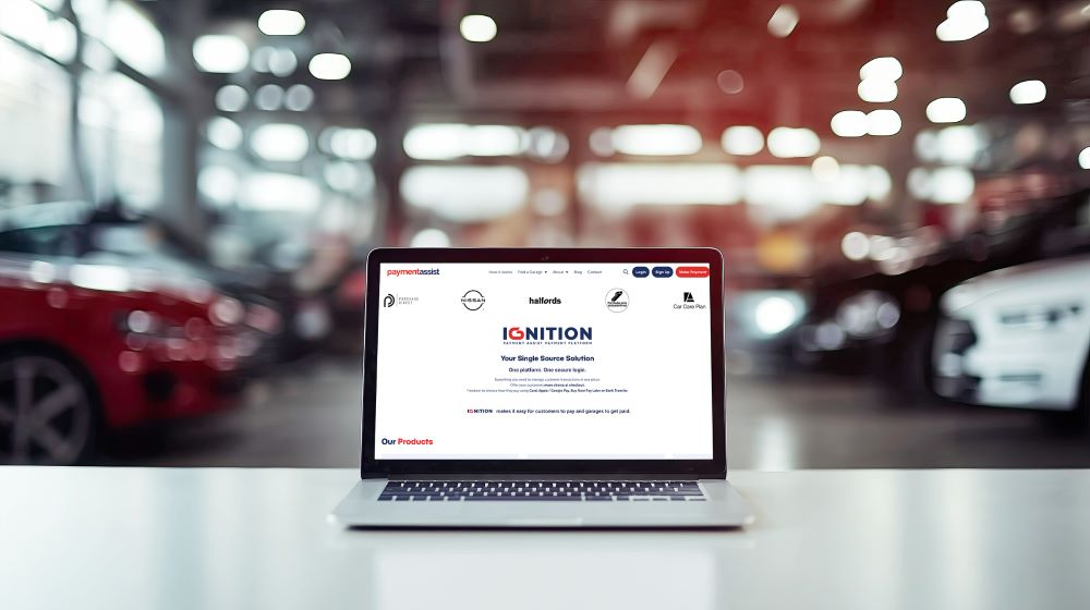 screen showing Payment Assist’s new all‑in‑one automotive payment platform interface