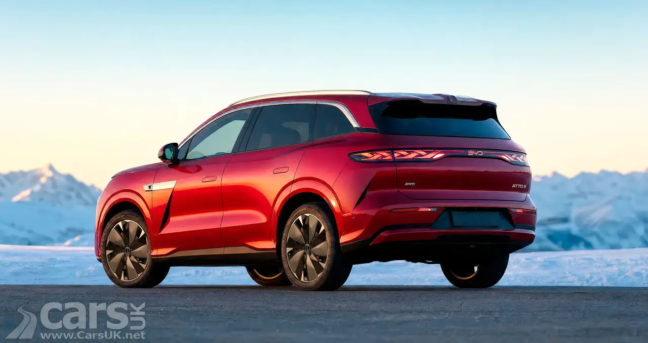 Chart comparing BYD Atto 8 specifications with Skoda Enyaq and Kia EV9