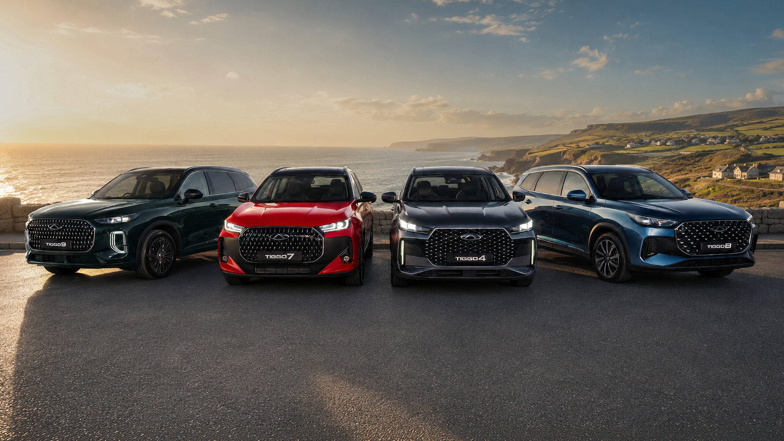 Chery Tiggo range displayed at a UK showroom