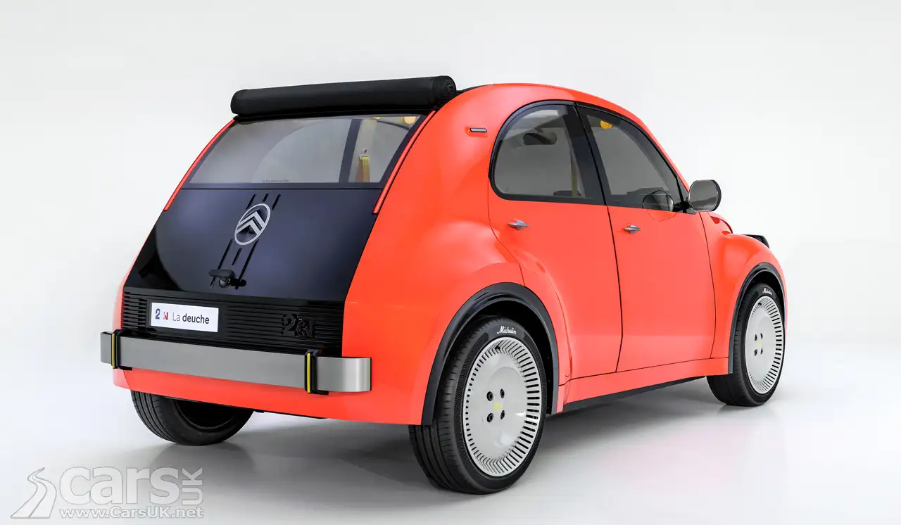 Dealer showroom with the new Citroën 2CV EV alongside other budget EVs