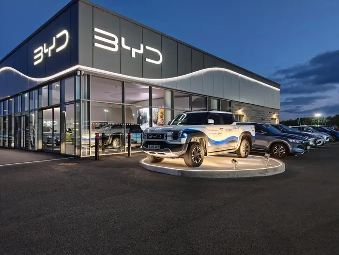 Exterior view of the new BYD showroom in Enniskillen