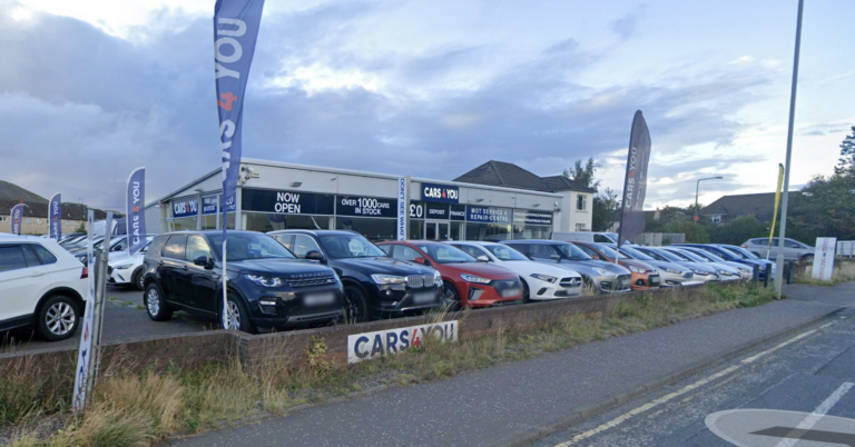 Cars4You showroom in Edinburgh displaying used vehicles