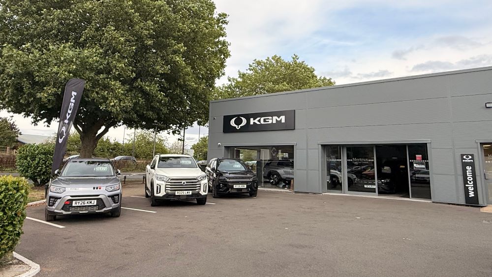 KGM Motors UK signage at the new Mertrux dealership in Derby