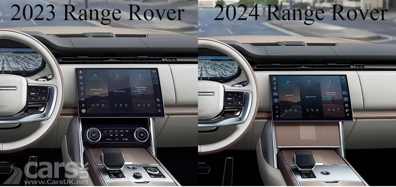 Driver’s view of the mixed digital and button controls in a Range Rover