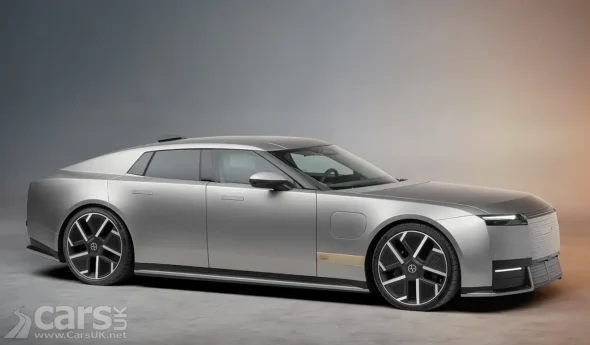 front view of Jaguar Type 01 electric saloon