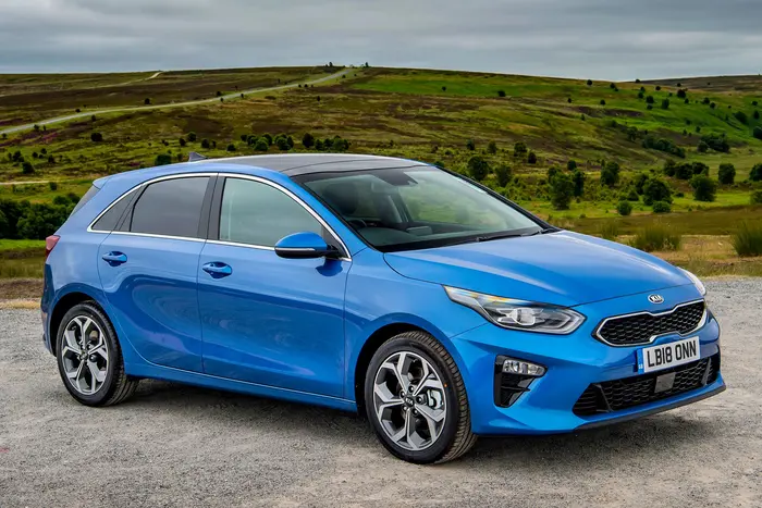 Kia Ceed compact hatchback on showroom floor