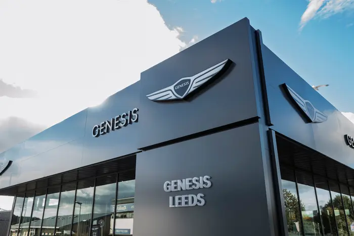 Genesis Leeds showroom on Gelderd Road with brand signage