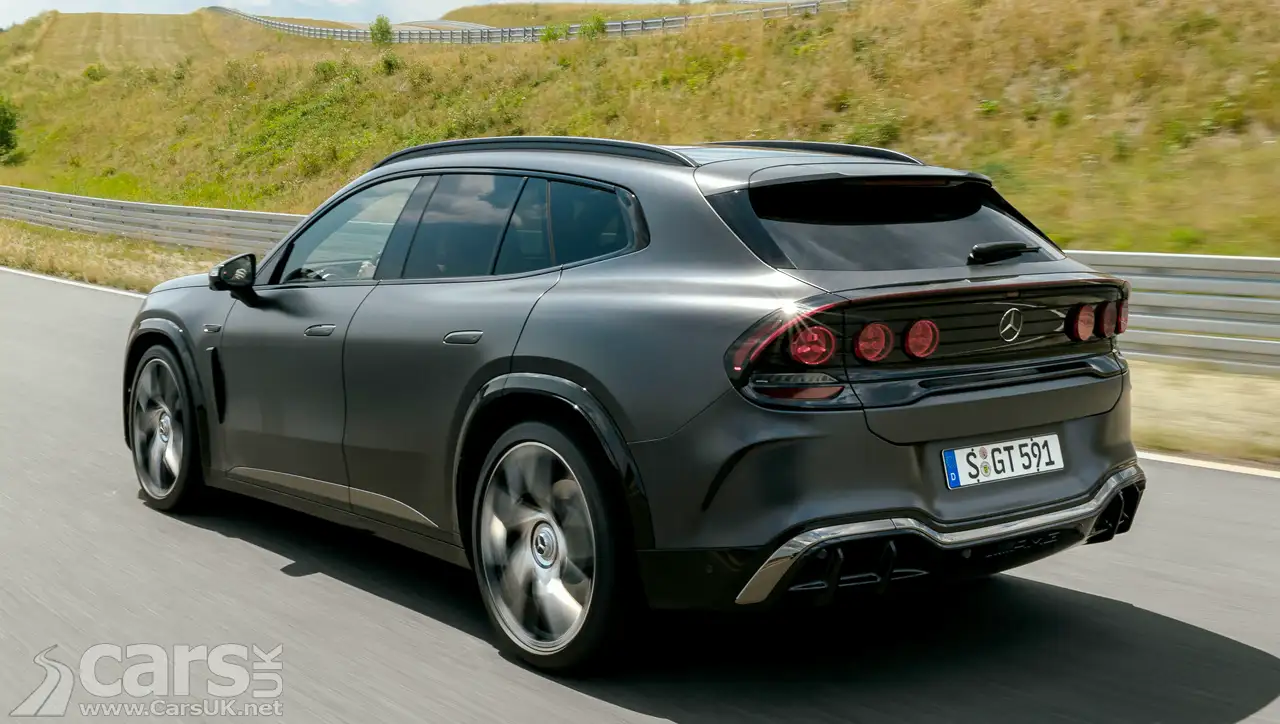 Rear view of the electric AMG GT SUV with distinctive taillights