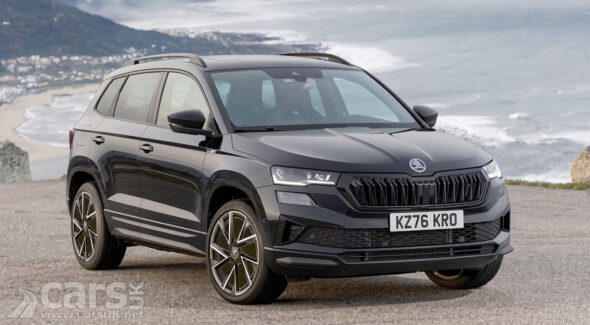 Skoda Karoq Black Edition front view with black trim and alloy wheels