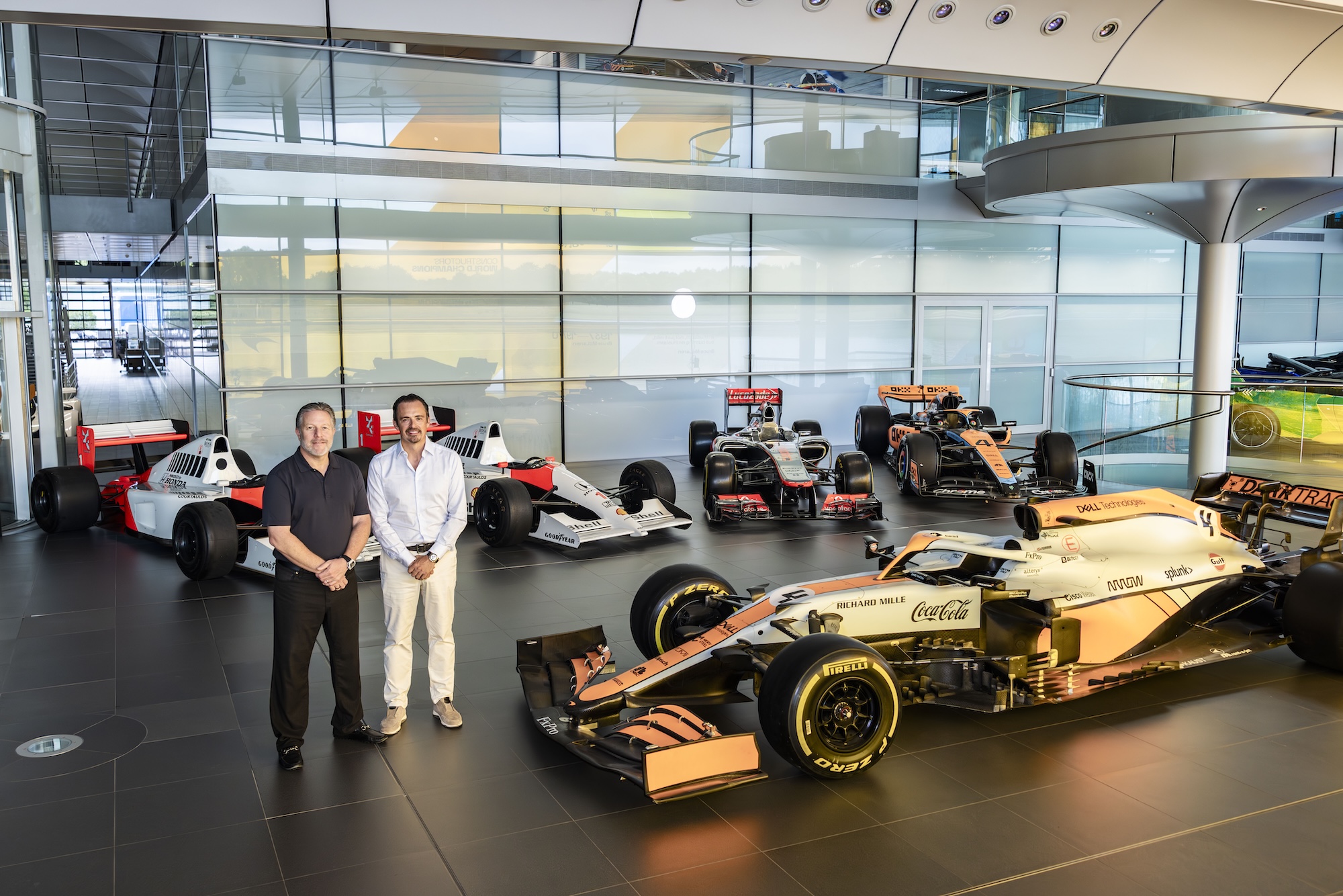 Selection of the five historic McLaren Formula One cars being offered for sale
