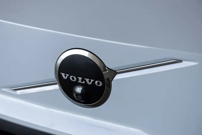 Volvo dealership interior with new model on display