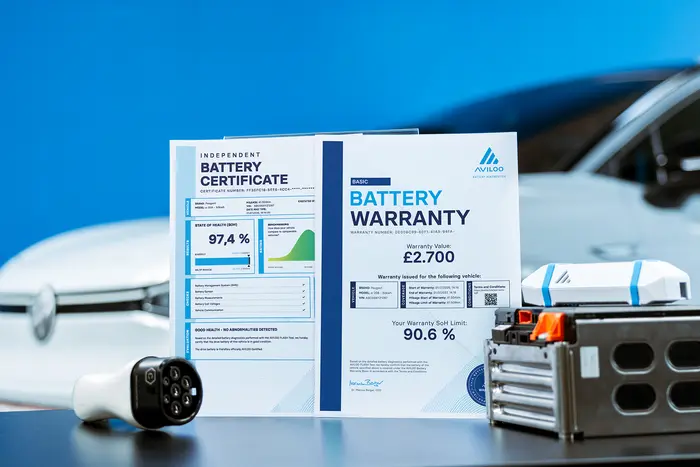 advert featuring two identical used electric vehicles with contrasting price tags